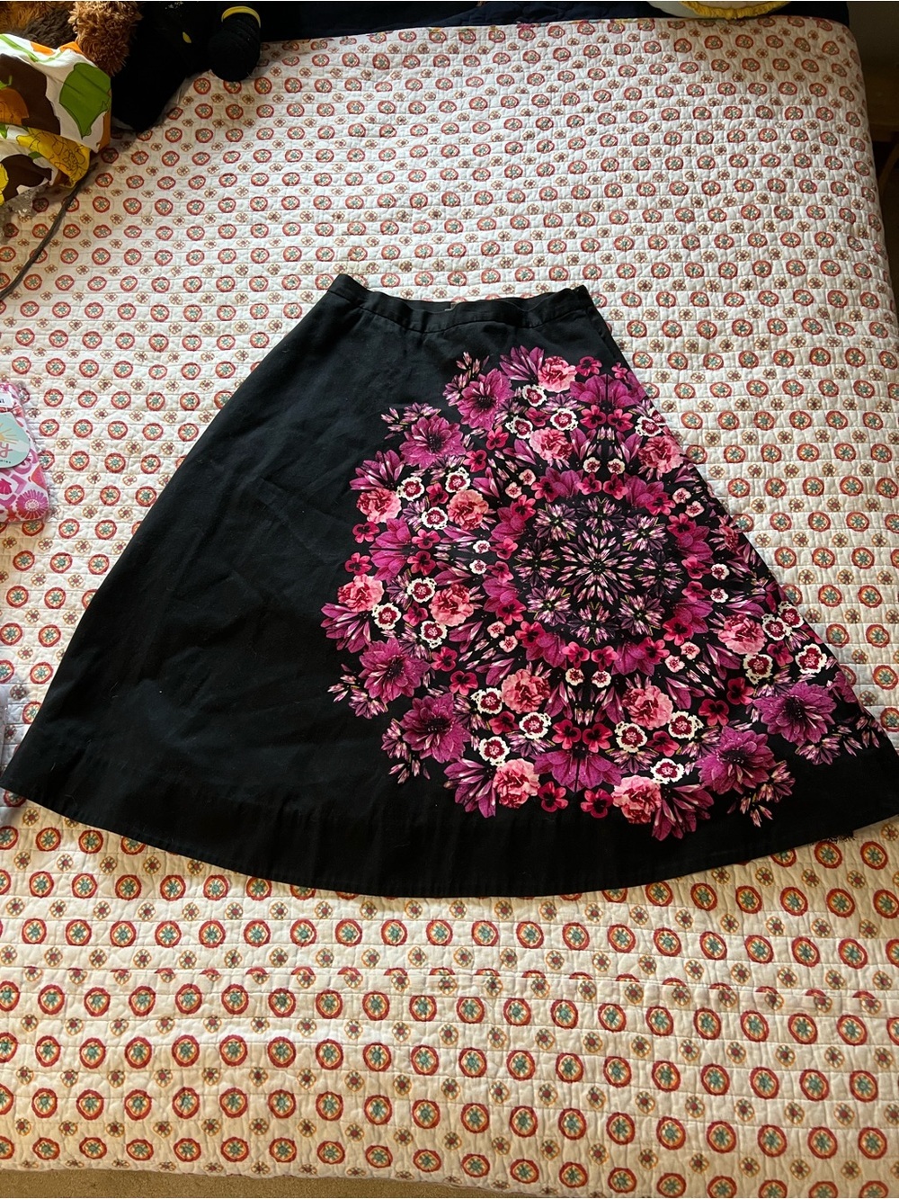 EUC Anthropologie Vanessa Virginia Floral Tapestry Flare Midi Skirt size 8